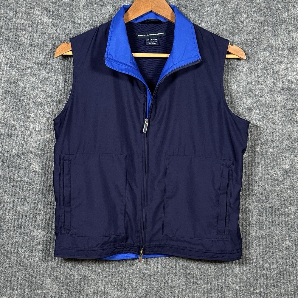 Ralph Lauren Golf Women's M Navy Full Zip Wind Vest Lightweight Zip Storage